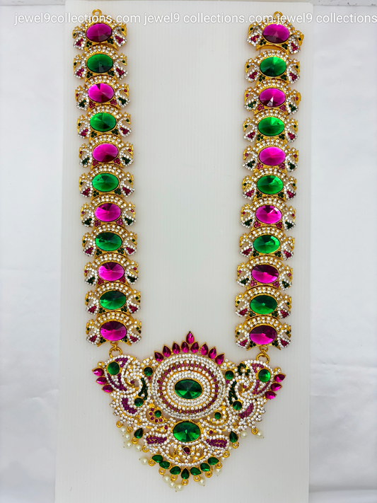 Graceful Divine Ornate Design God swamy vari  and Goddess Lakshmi  Long Necklace