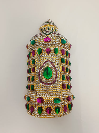 Grand Stones And Kundan God Goddess/ Deity Mukut / Crown / Kireetam H 10 inch * 4 inch w Diameter