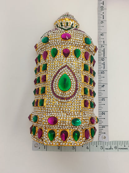 Grand Stones And Kundan God Goddess/ Deity Mukut / Crown / Kireetam H 10 inch * 4 inch w Diameter