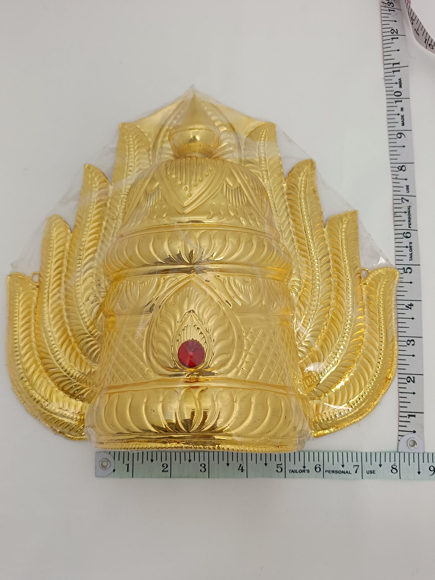 Gold Plated God / Deity Mukut / Crown / Kiritum 10.5 inch h *5.5 inch  w