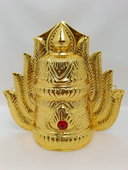 Gold Plated God / Deity Mukut / Crown / Kiritum 10.5 inch h *5.5 inch  w