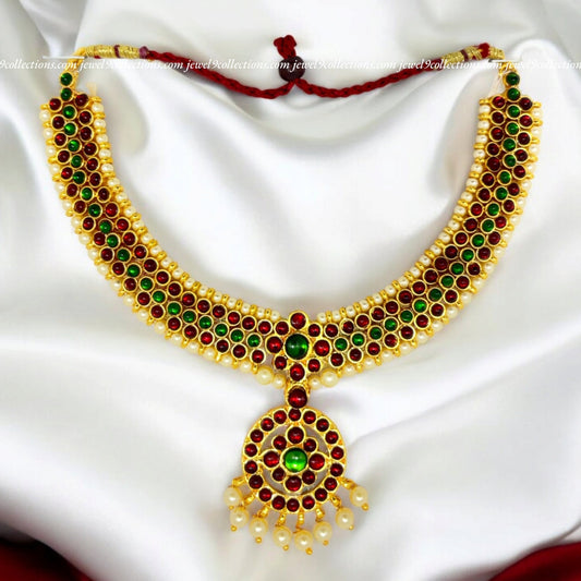 Gold Plated Bharatanatyam Short Haram Necklace