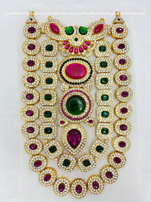 Kundan kempu Stone Long Necklace for Goddess Lakshmi mata or Amma Haram