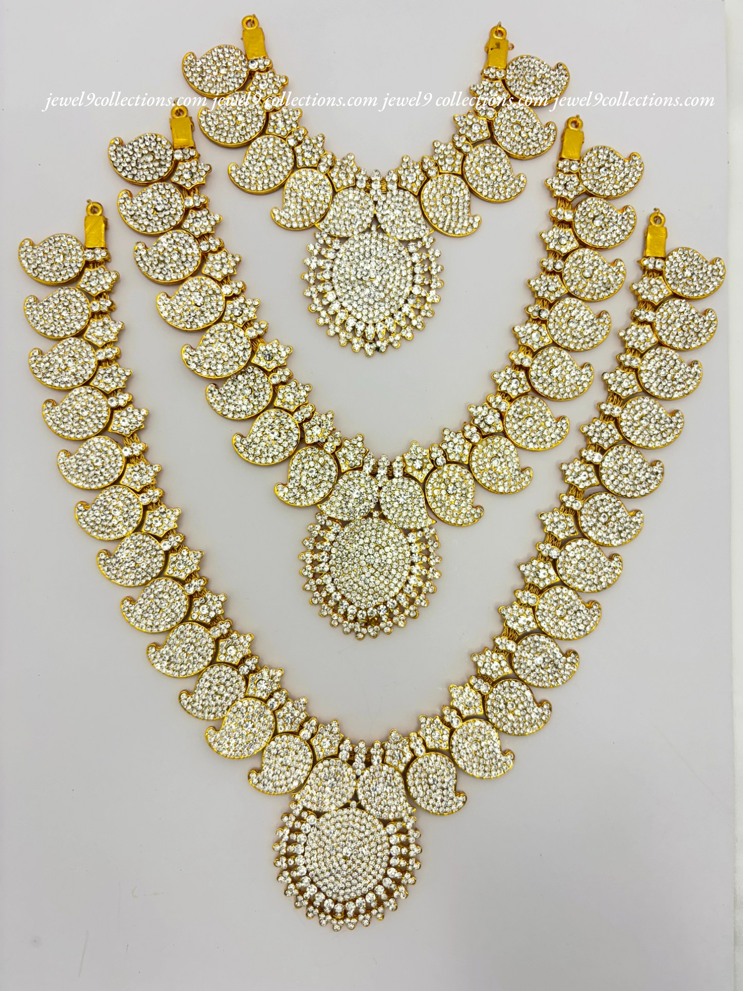 Jewelry for Varalakshmi Amma 3 steps Stone Long Necklace Durga Mata temple Haram