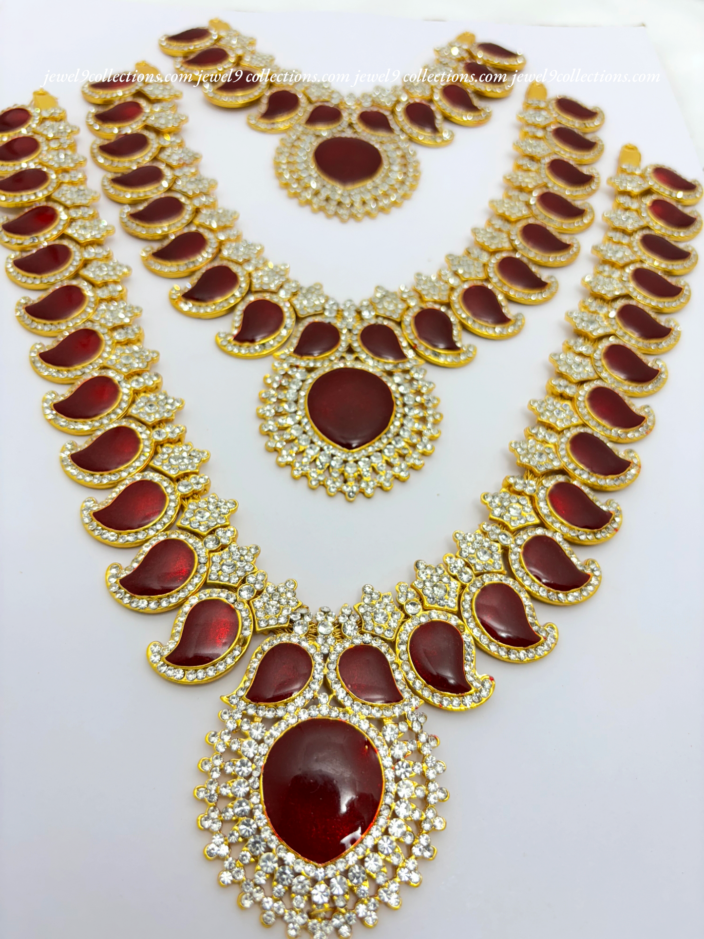 Authentic Jewellery Set for Indian God and Goddess Mango meena work with stone- Jewel9Collections