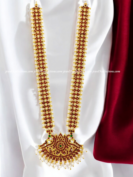 Bharatanatyam Pearls Long Necklace